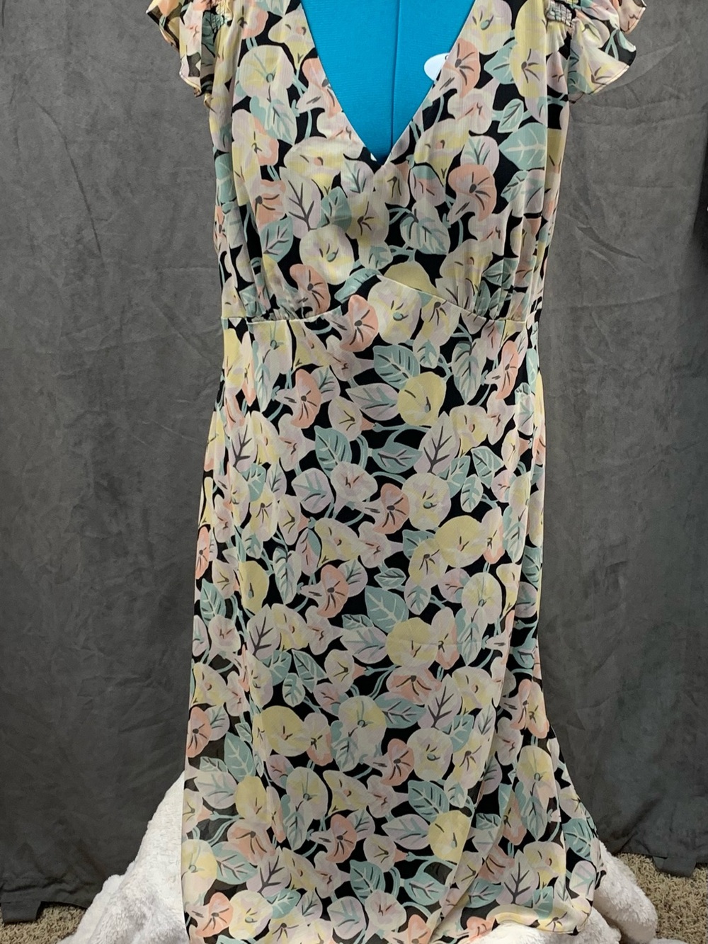 Lauren Ralph Lauren Black Maxi Dress with Pastel Floral Motif